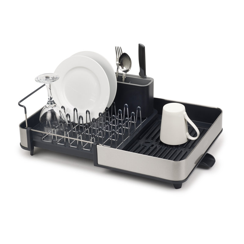 Extend Stainless Steel Expandable Dish Rack, Dark Grey/Silver