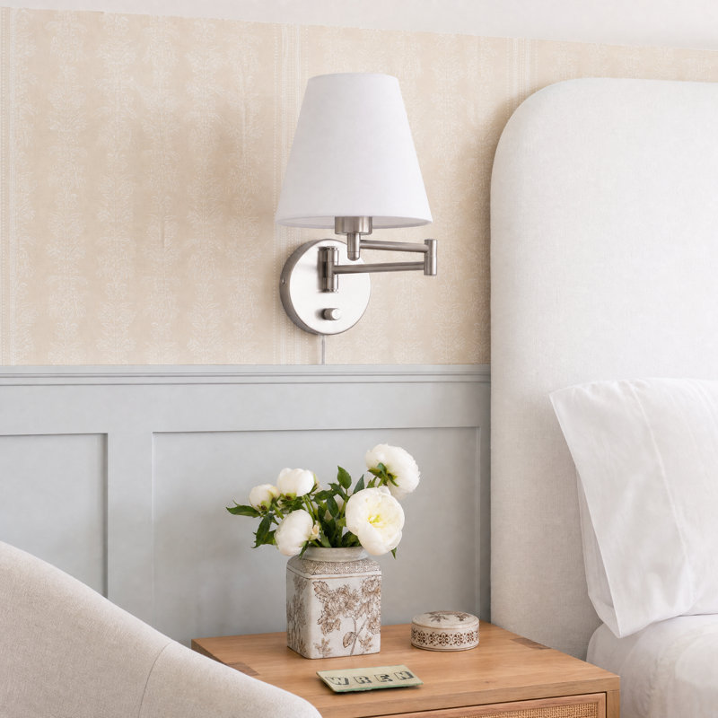 Swing Arm Sconce, Brushed Nickel, 12.2" H x 7.09" W x 14.96" D