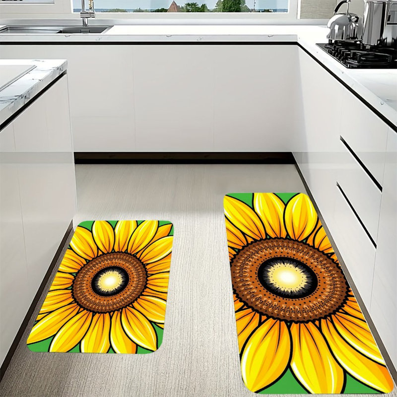 Ensemble de 2 tapis de sol en flanelle à motifs de tournesols colorés