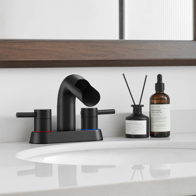 Centerset Faucet 2-handle Bathroom Faucet with Drain Assembly, Matte Black
