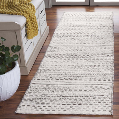 Kilim Hand Woven Wool/Cotton Rug in Ivory/Brown