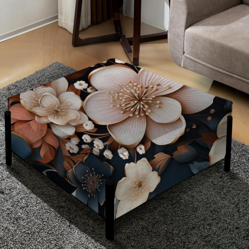 Mystic Pink Floral Splendor - Grand repose-pieds carré floral