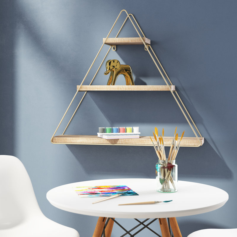 3 Piece Triangle Tiered Shelf with Adjustable Shelves, Brown