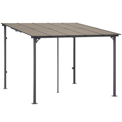 10' x 10' Lean to Gazebo for Patio Hard Top Outdoor Pergola Medal Frame