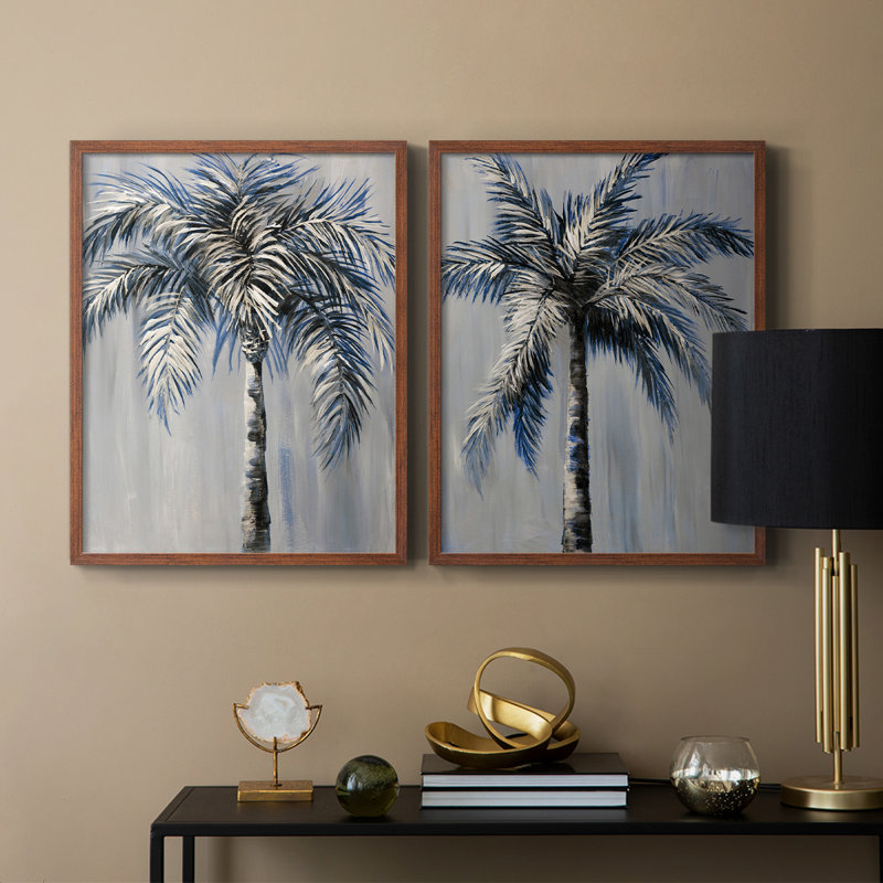 «Palm Magic Evening I», reproduction encadrée de qualité supérieure - prête à être accrochée - aucun clou requis - aucun clou requis