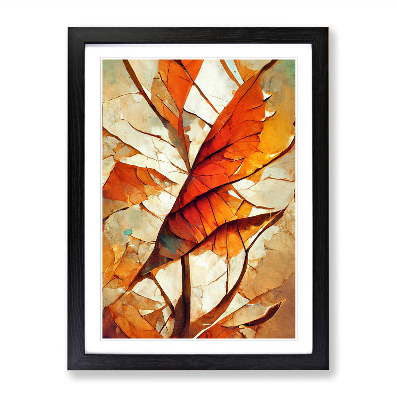 Abstract Autumn Leaf No.3 - Framed Print, Black, 64cm H x 46cm W x 2cm D