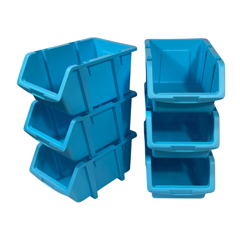 Ensemble de bacs empilables en plastique Henriha, Turquoise