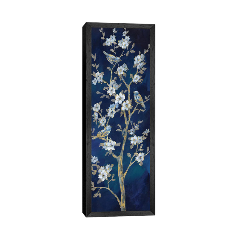 Indigo Spring II by Nan - Panoramic Painting on Canvas, Black Framed Canvas, 152.4 cm H x 50.8 cm W