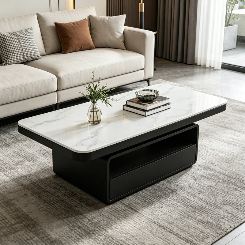 Osée, H 16,53 po x L 47,24 po x l 23,62 po, Blanc / Gris / Noir