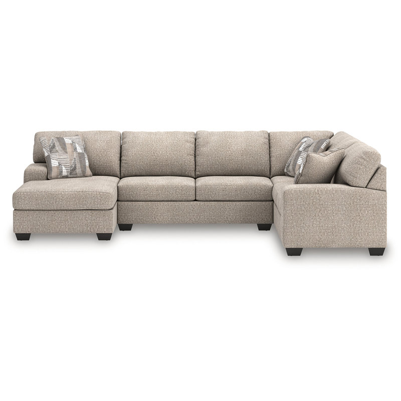 Canapé modulaire 3 pièces avec méridienne Cronan, Orienté à droite, Polyester beige