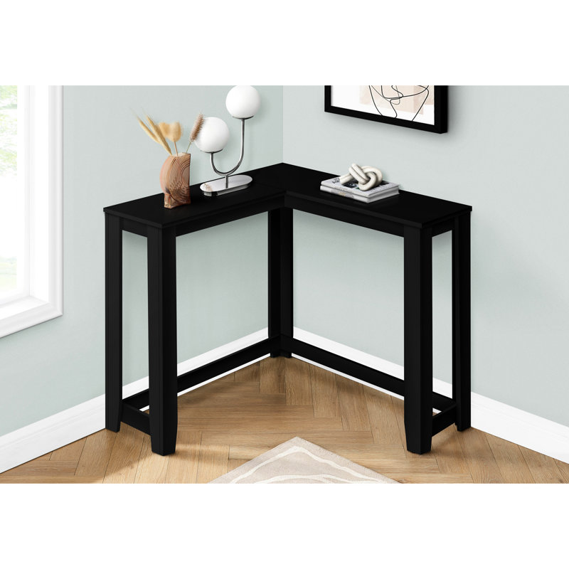 Console de vestibule de salon de chambre à coucher, table d'appoint d'angle étroite en stratifié noir transitionnel, stable 2 pour l'ameublement, la décoration et la console de fonction, conception transitionnelle, avec