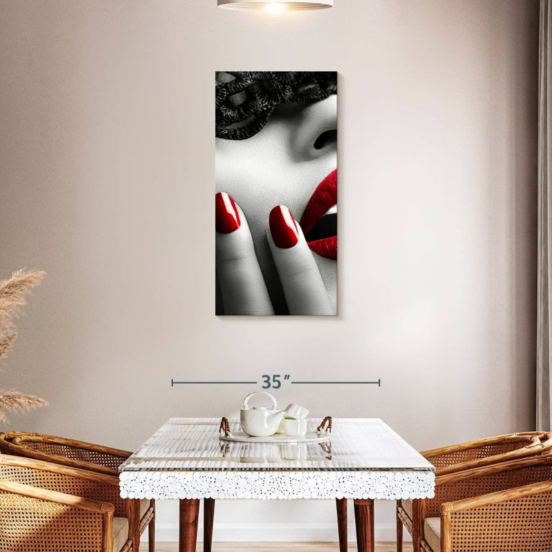 Impression sur toile «Red Lips», H 21 po x l 42 po x P 1,25 po