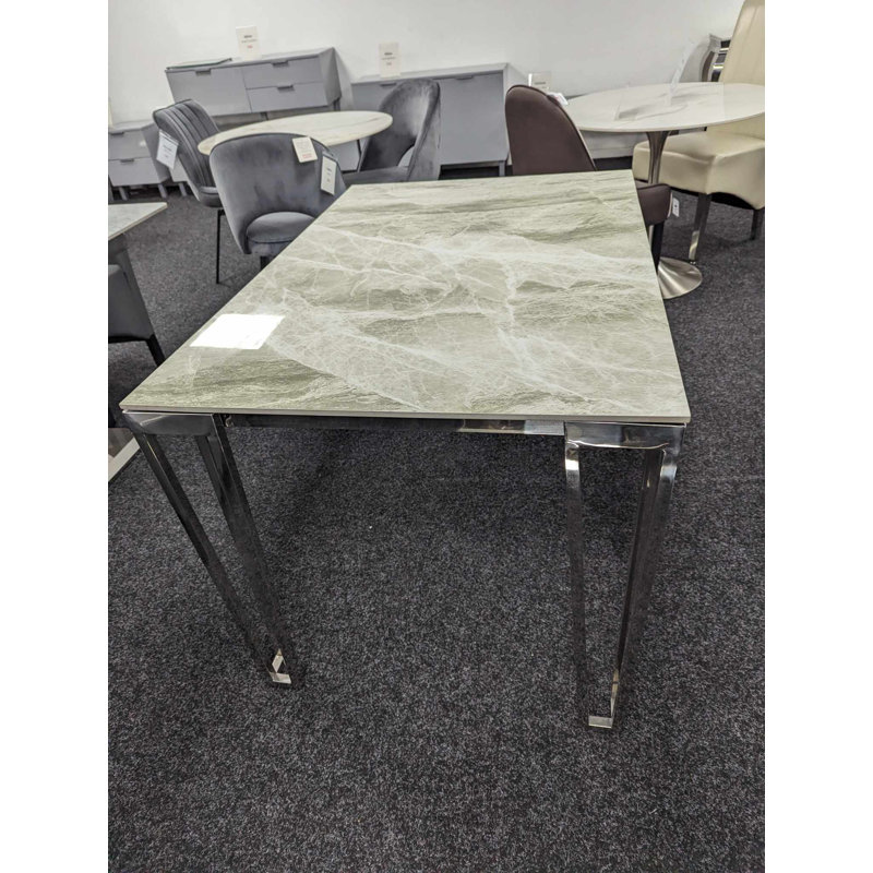 Chanton Metal Base Dining Table, Grey Ceramic, H75 x L120 x W90 cm