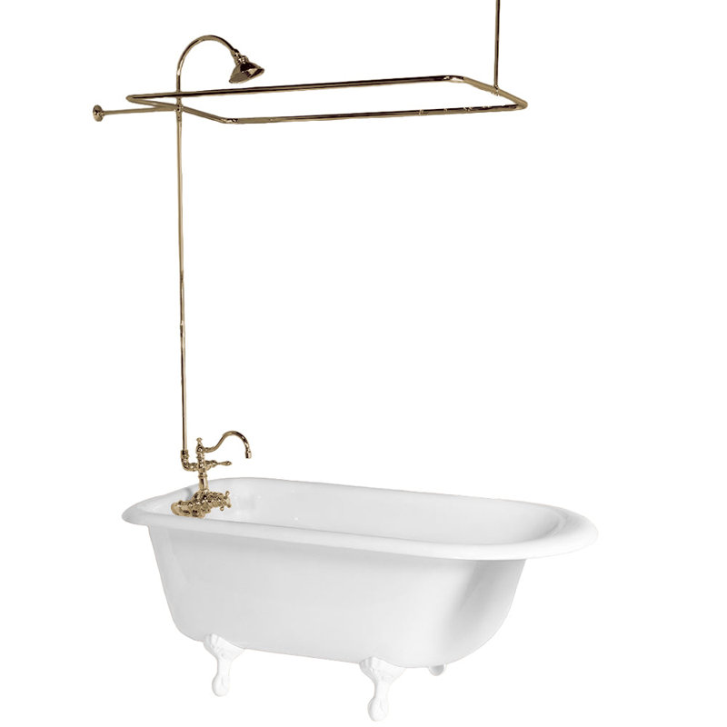 Strom Living Thermostatic Exposed Enclosure Shower Set with Shower Head and 65" Riser, Unlacquered Raw Brass