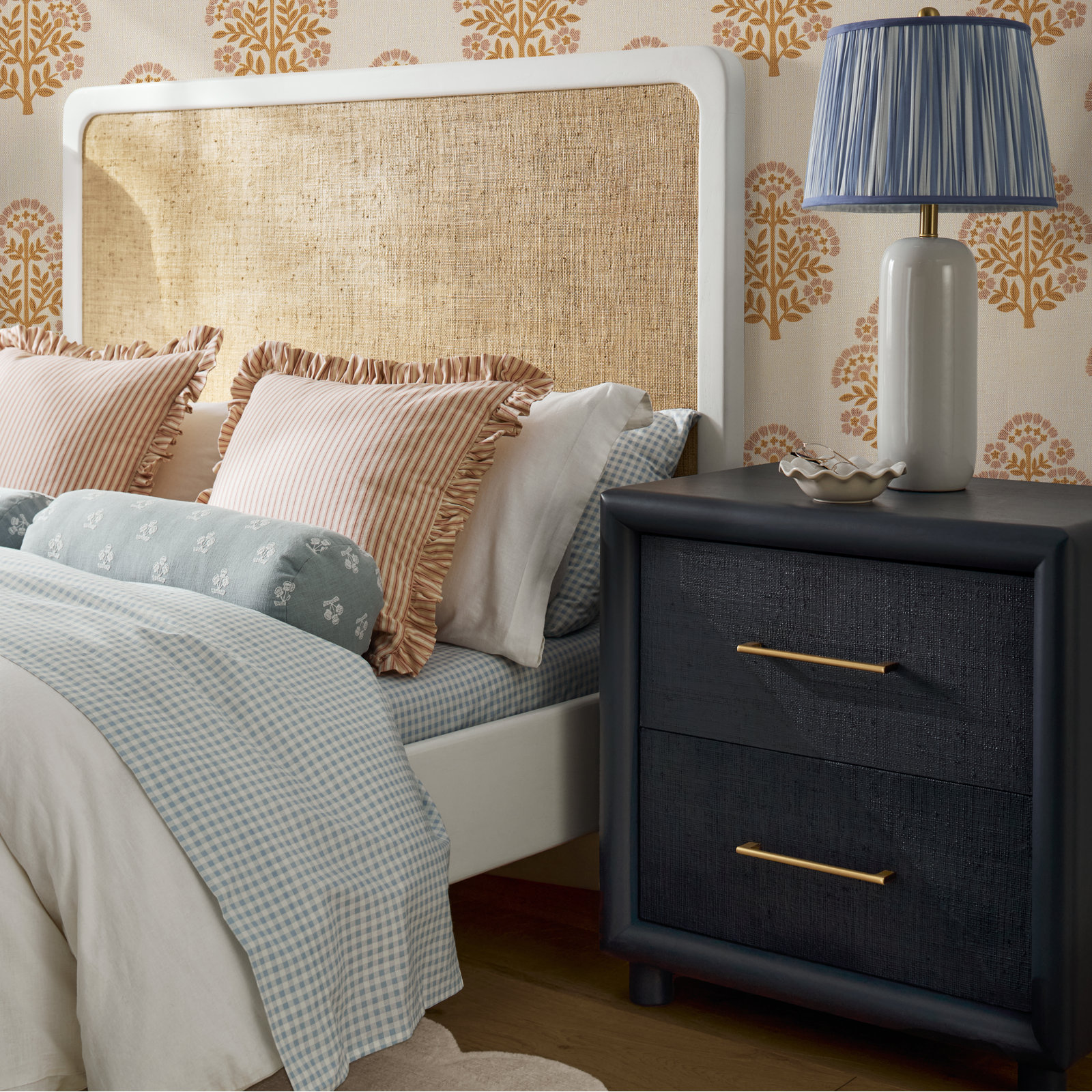 Quinton Nightstand, Ocean, Brass, Color Match To Frame