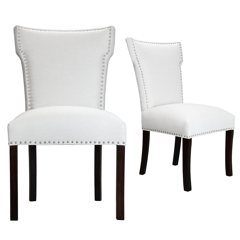 Chemise Upholstered Wingback Side Chair, Stone, Black