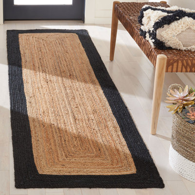 Tapis beige / noir en jute / coton tissé à plat à la main Middleton