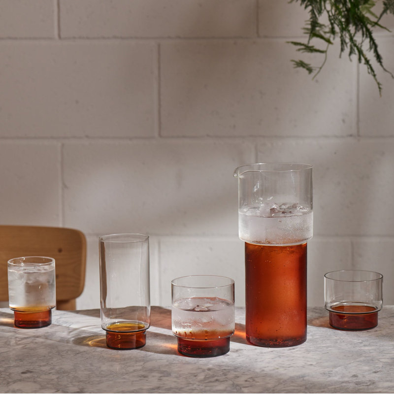 Water / Beer Glass (Set of 2), Clear/Orange