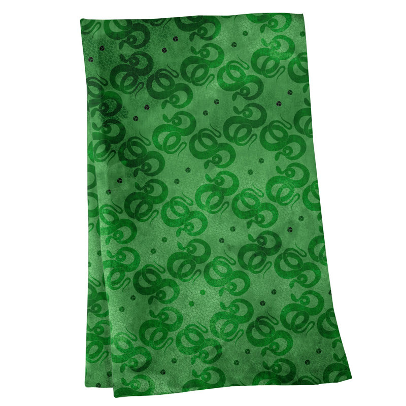 Serviette de thé à motif serpents, Sergé de coton, Vert