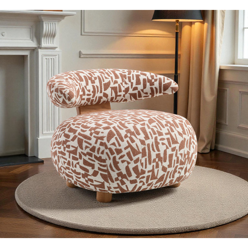 Chaise d'appoint moderne sculpturale en tissu à motif brun