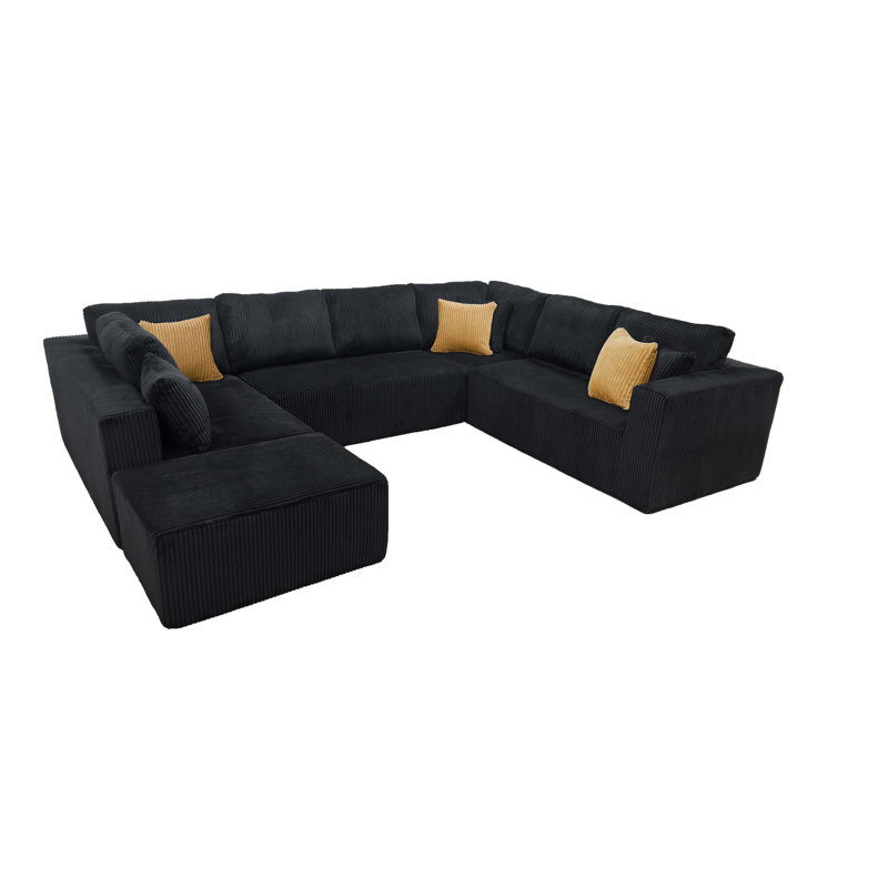 Canapé modulaire Phantom, Velours côtelé noir