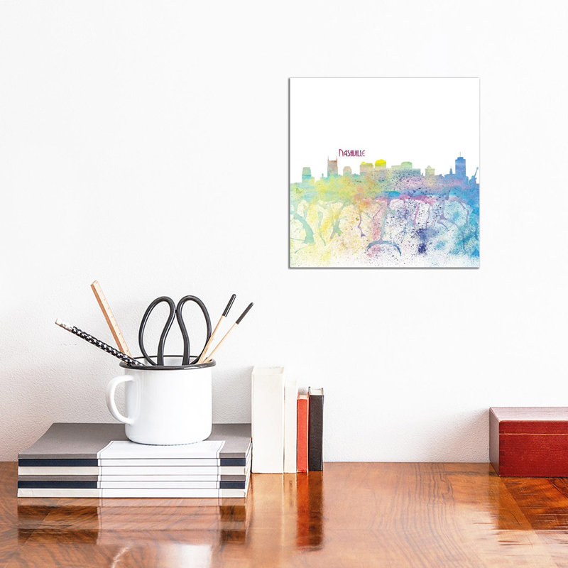 Nashville Tennessee Skyline Silhouette Impressionistic Splash by Markus & Martina Bleichner - Wrapped Canvas Gallery-Wrapped Canvas Giclée