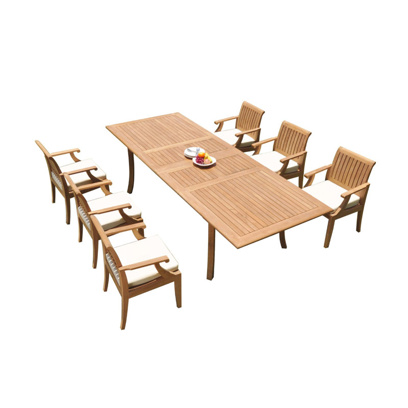 Jauss Outdoor 13 - Piece Teak Dining Set, 30.5" H x 71" L x 40" W, 6