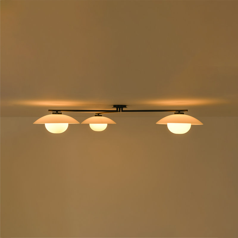 Plafonnier semi-encastré 3 lumières Mid-Century, Black