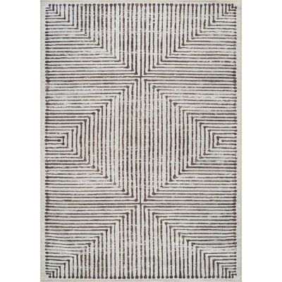  Washable Non-Slip 5' x 7' Rug - Brown Striped Area Rug for Living Room, Bedroom, Dining Room, and Kitchen - Exact size: 5' x 7'