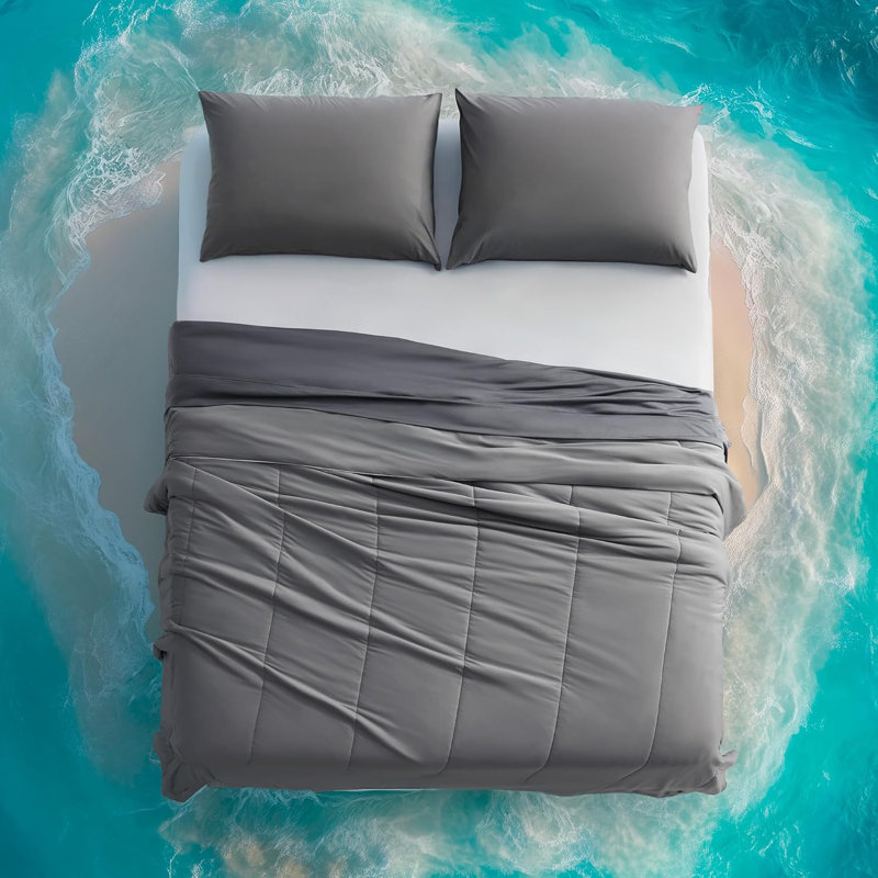 Ensemble d'édredon pour la nuit Sleep Zone, Édredon grand et 2 taies d'oreiller, Gris foncé