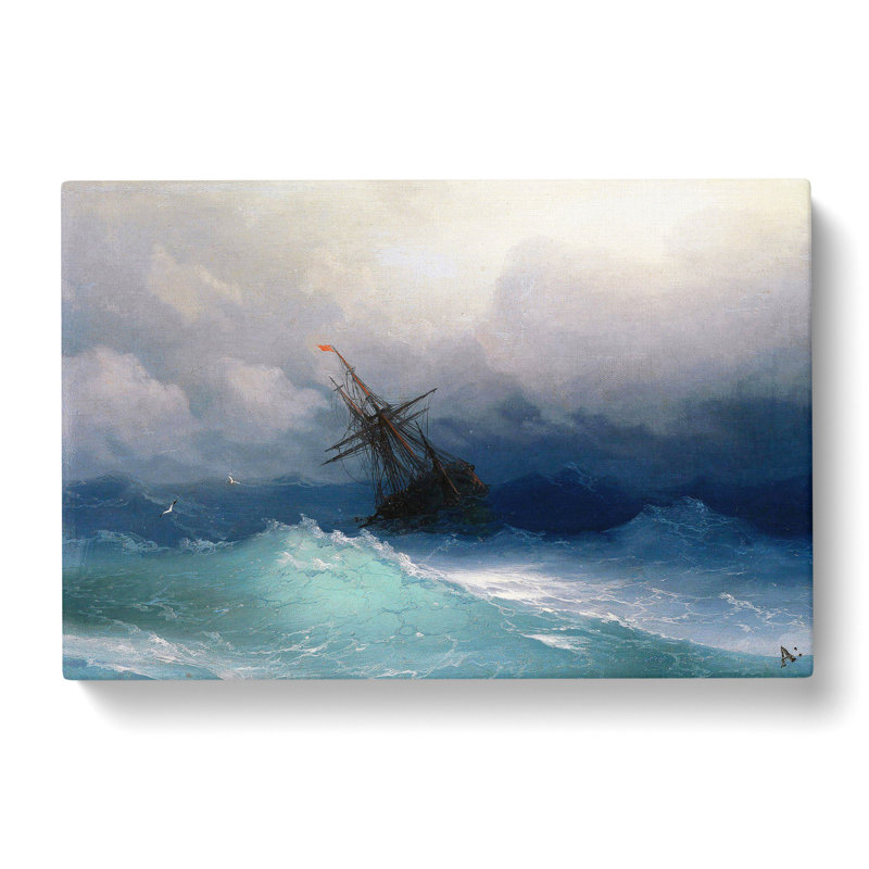 Ship On A Stormy Sea by Ivan Aivazovsky - Wrapped Canvas Painting, 50cm H x 76cm W x 3cm D