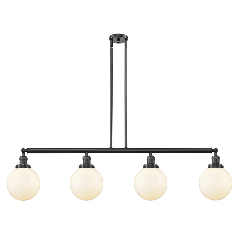 Leibowitz 4 - Light Kitchen Island Pendant, Matte White, Polished Chrome, LED