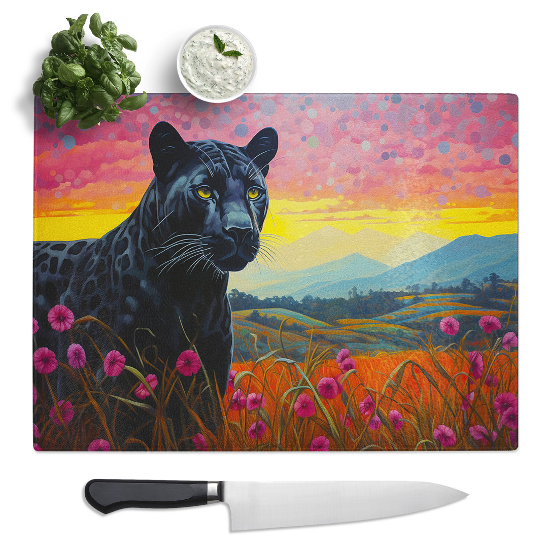 Panther Colour Field No.2  Glass Chopping Board