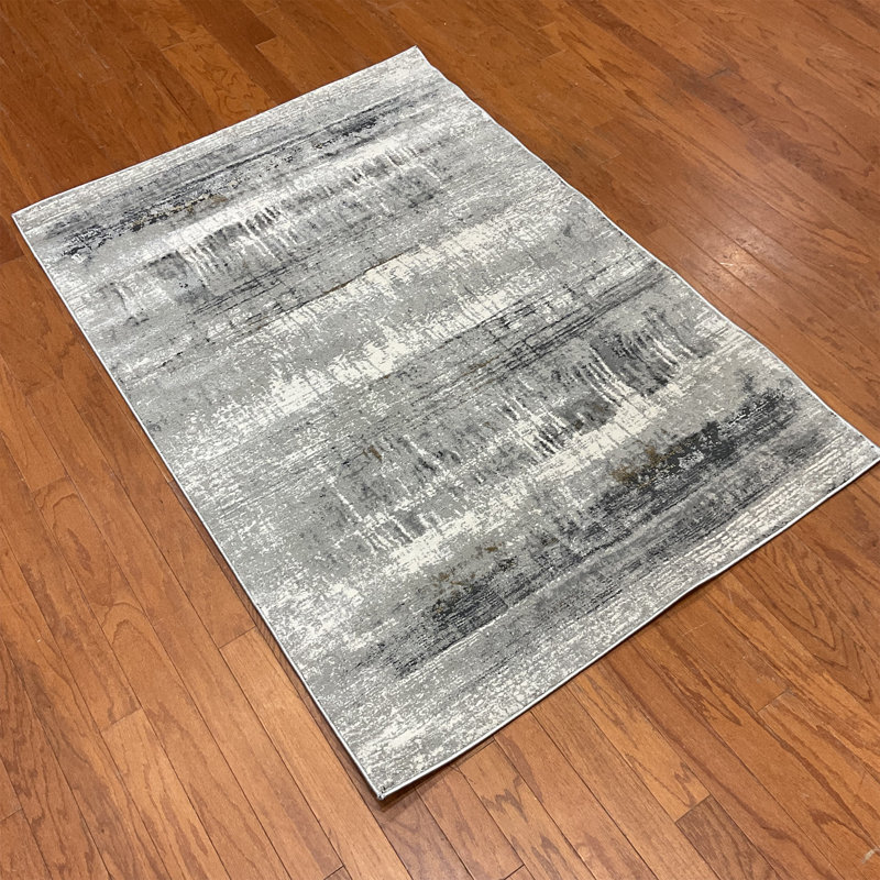 Tapis en laine et soie à motif abstrait 17 Stories