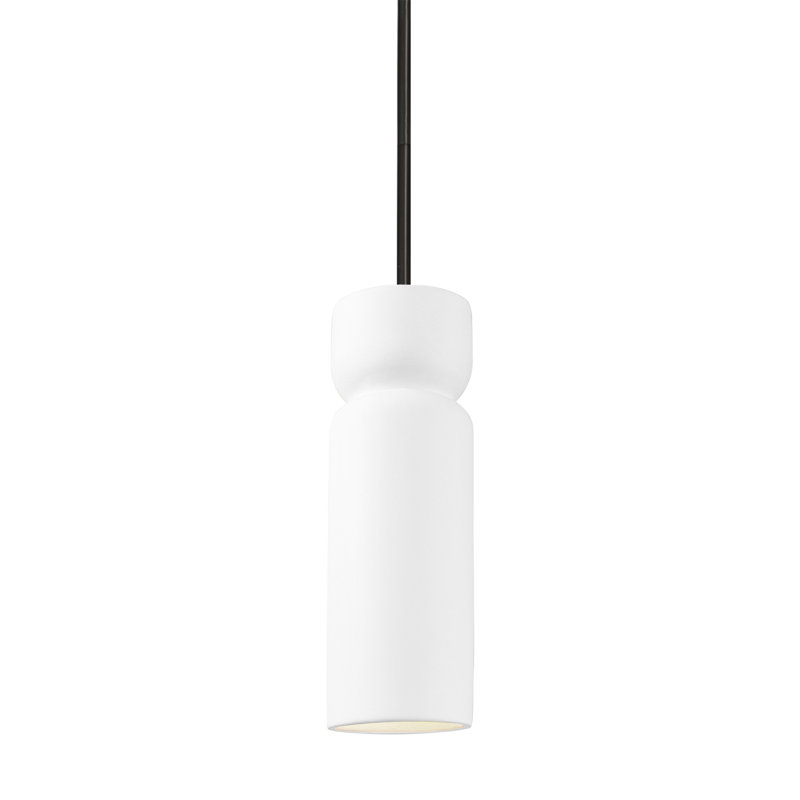 Luminaire suspendu cylindrique à 1 lumière Gokmen, Étain, vert, Noir mat