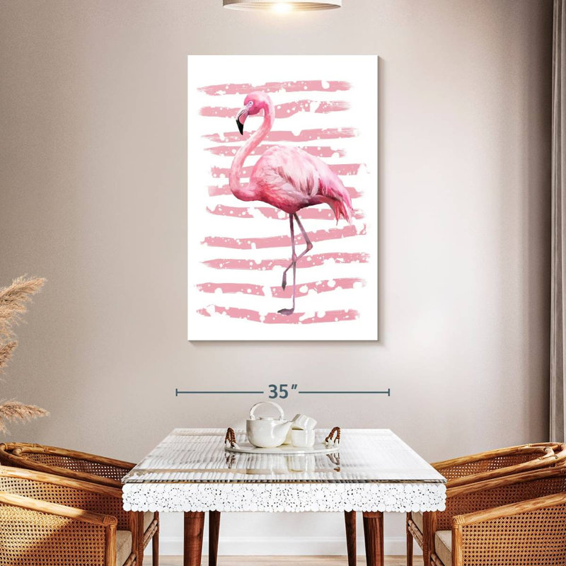 Flamant rose rayé, H 48 po x l 32 po