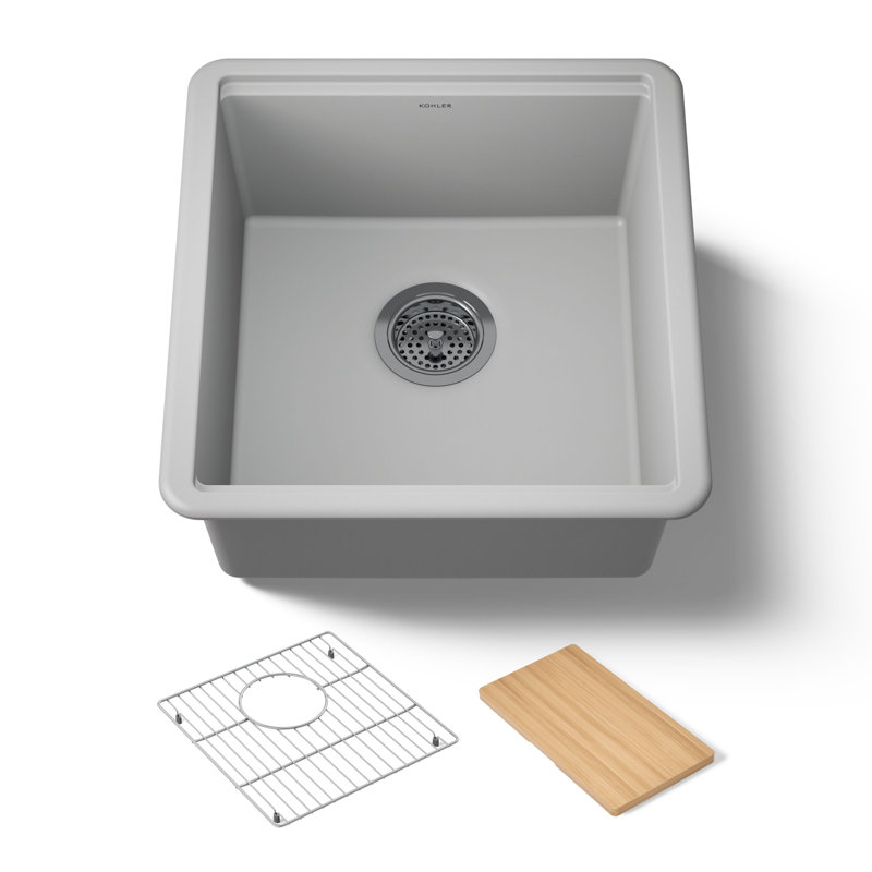 Billings Undermount Bar Sink With Accessories, Gray