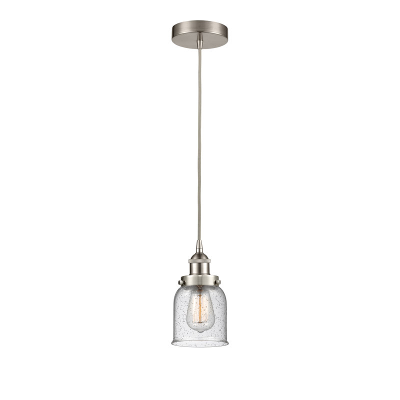 Luminaire suspendu en forme de cloche à 1 lumière Bucks, H 9,5 po x l 5 po x P 5 po, Nickel satiné brossé