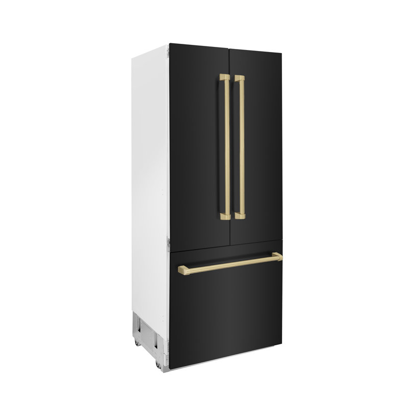 ZLINE 36" 19.6 cu. ft. Built-In 3-Door French Door Refrigerator with Internal Water and Ice Dispenser, Polished Gold