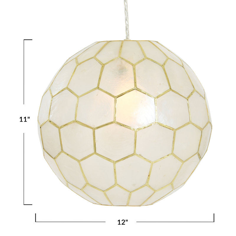 Luminaire suspendu sphère nid d'abeille Capiz, H 11 po x l 12 po x P 12 po, Or