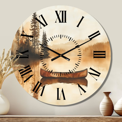 Lake Canoe Drifting - Nature Round Metal Wall Clock