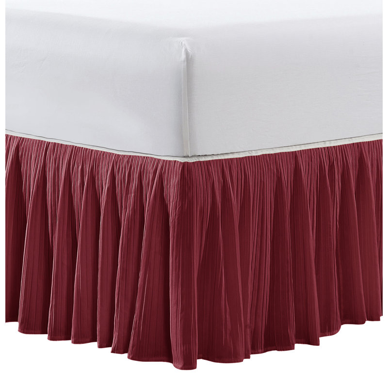 Diamond Square Pleated Bed Skirt, King, Brick