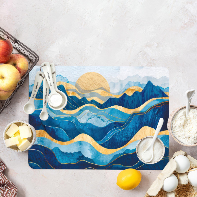 Planche de service abstraite en forme de vagues et de soleil idéale pour la décoration moderne et les activités de plein air