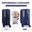 Ensemble de 3 valises rigides bleu aqua avec compartiment pour ordinateur portable à ouverture frontale et serrure TSA (20 po, 24 po, 28 po)