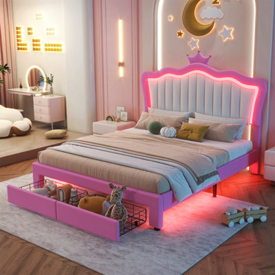 Upholstered Bed Frame With LED Lights, Upholstered Bed by Latitude Run