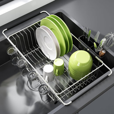 Dish Drying Rack In Sink, Expandable Stainless Steel Dish Drainers