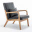 Fauteuil avec revêtement en bois et cuir-1527192527
