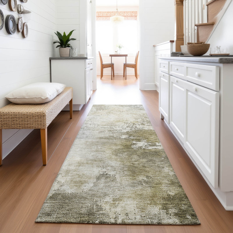 Premium Machine Washable Gurubaksh AMF1158 Abstract Rug, Tapis de couloir 2 pi 3 po x 7 pi 6 po