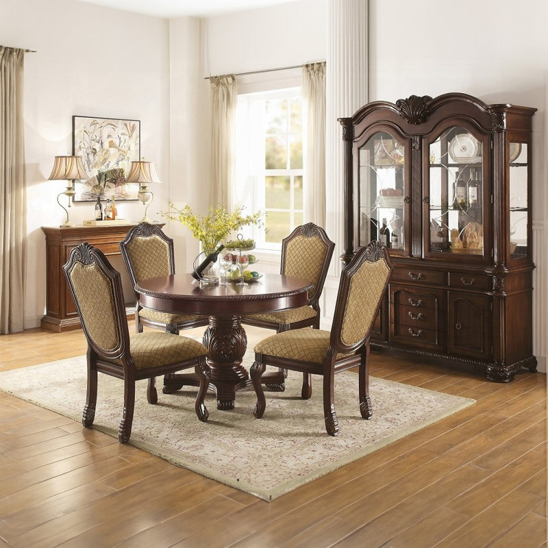 Buffet et huche à espresso traditionnel Chateau De Ville avec panneaux en miroir et détails sculptés, Espresso