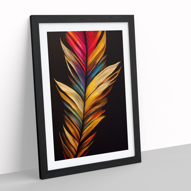 Colourful Feather No.2 - Print, White, Black Framed, 66cm H x 48cm W x 2cm D